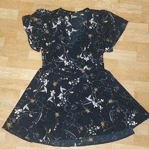Navy Blue floral wrap mini dress